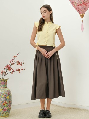 CNY24 Pleats Midi Skirt