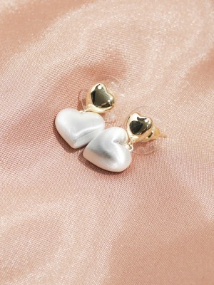 Heart Shape Enamel Gold Plated Earrings