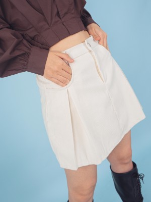 PT Side Pinched Suede Mini Skort