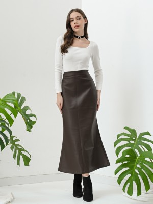 FELIZ23 Synthetic Midi Leather Skirt