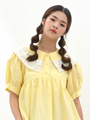 Embroidered Double Collar Flare Shirt