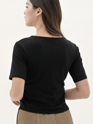 Square neck short sleeve top