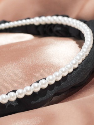Double Suede And Pearl Hairband