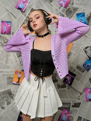 Bohem Clover Button Knit Cardigan