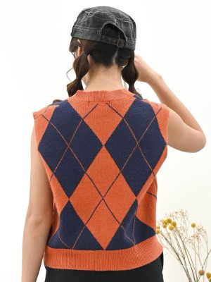 Diagonal Grid Knitted Vest