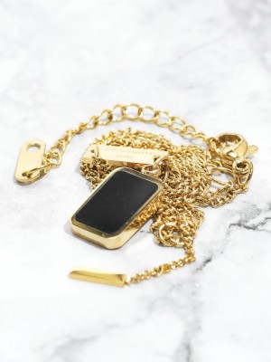 Black Enamel Gold Plated Necklace