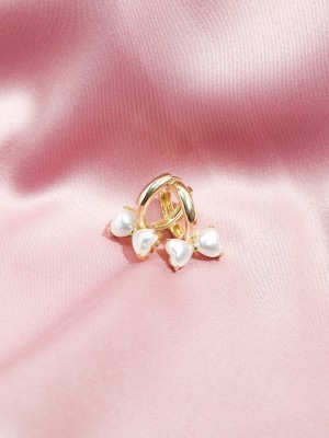 Ribbon Pearl Gold Plated Earrings