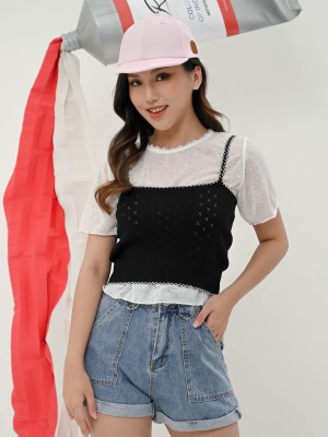 PT CORE 2pcs Set Knit Outer And Sheer Tee