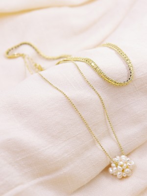 2-Layered Rounded Pearls Chains Necklace