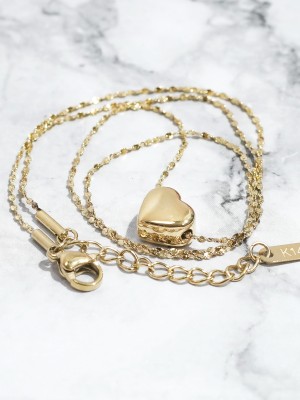 Heart Chain Thru Gold Plated Necklace