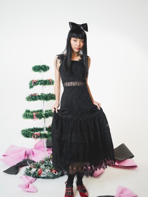 ELITE HT Black Full Embroidery Dress