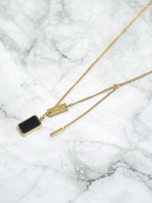 Black Enamel Gold Plated Necklace