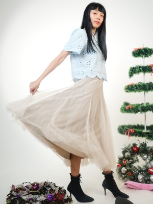 HT24 2 Way Wear Tulle Maxi Skirt RO1