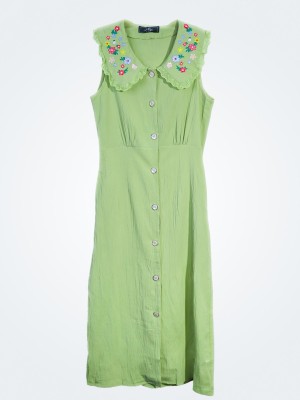 EA Collar Summer Flower Embroidered Dress