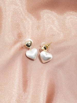 Heart Shape Enamel Gold Plated Earrings