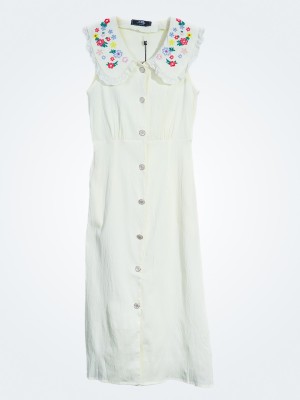 EA Collar Summer Flower Embroidered Dress