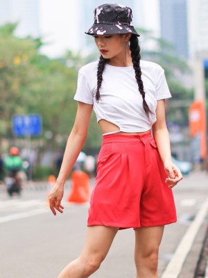 Cotton Tee With Drawstring Waist Tied