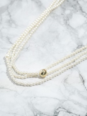 Triple Pearl Chain Necklace