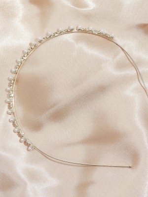 Pearl Embellished Gold Plated Hairband