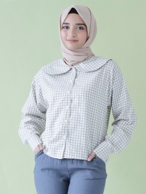 EID23 ANF Checkered wide collar shirt