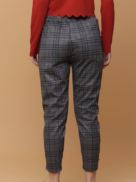Grid Checkered Drawstring Pants