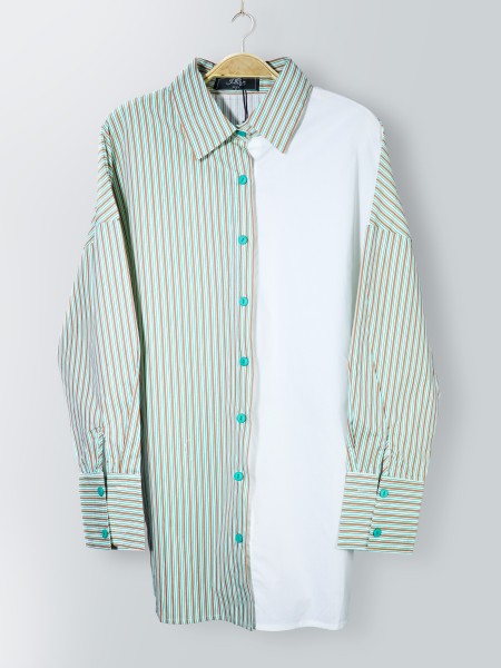 Sarah Oversize 2tones Stripe Shirt