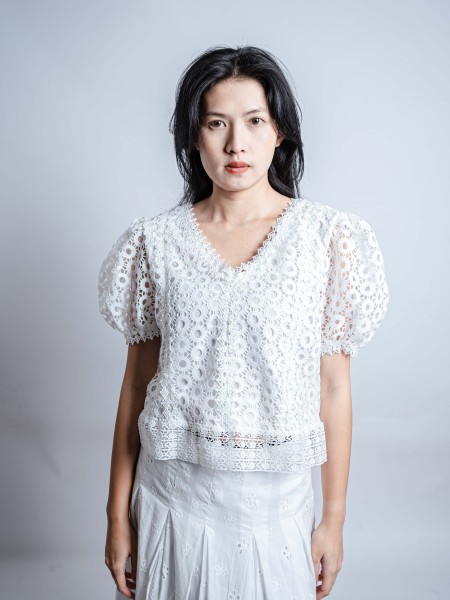 ELITE HT24 Eyelet Asher Embroidery Top