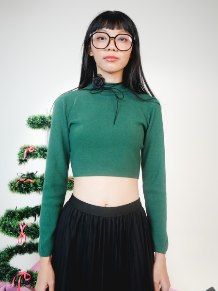 HT24 Crop Long Sleevest Knit Top