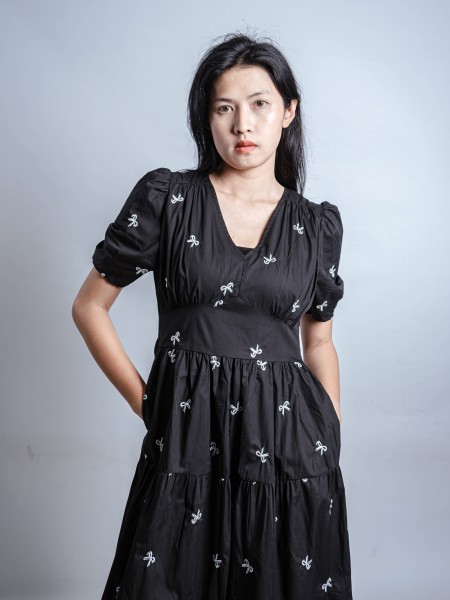 PT Ribbon Embroidery Midi Dress RO1