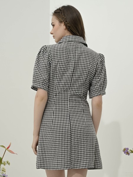 Checkered Mini Shirt Dress