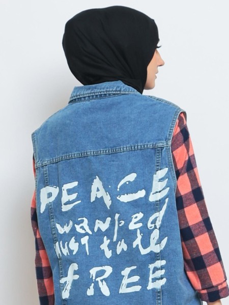 Oversize Vest Graffiti 'PEACE'