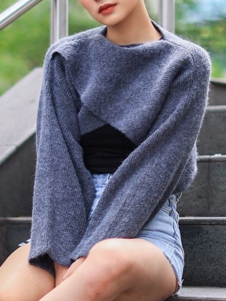 Knitted Crop Poncho