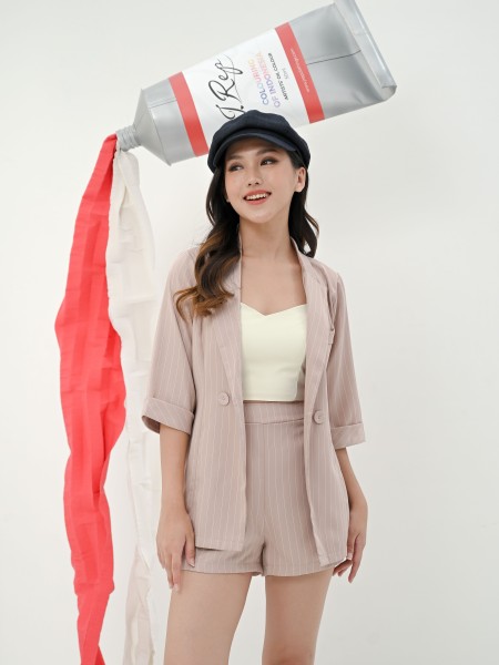 2Pcs Set Blazer And Pants Stripe RO4