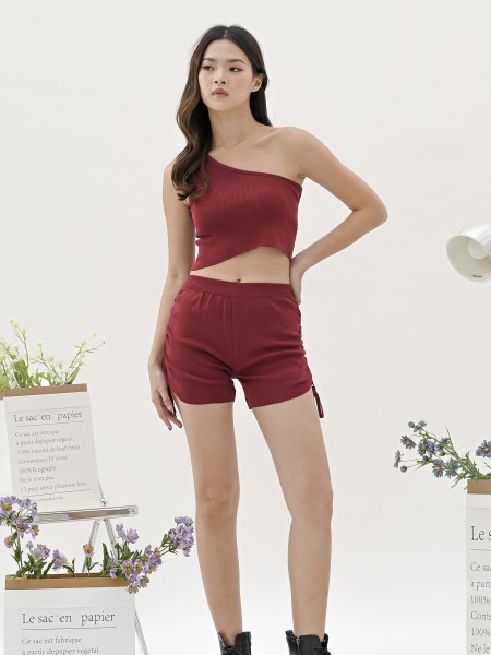 Sandy One Shoulder Knitted Two-Pieces Set