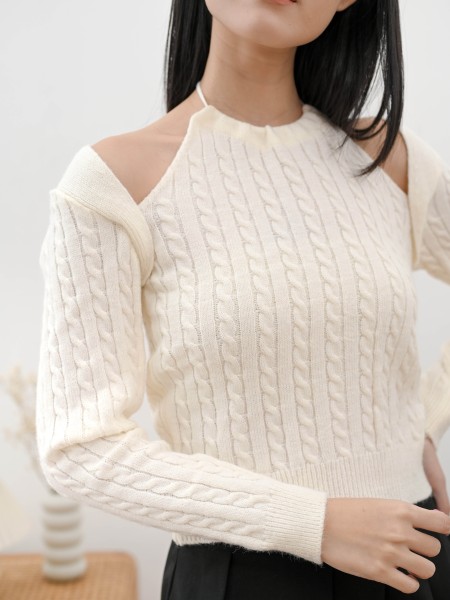 Aster Halter Tied Knitted Top