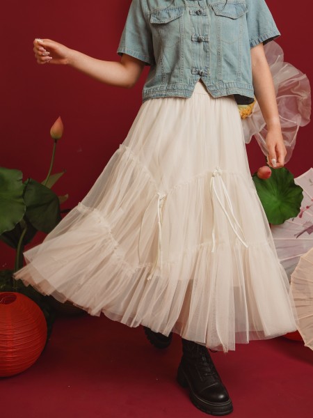 TT Tulle With Oriental Button Skirt