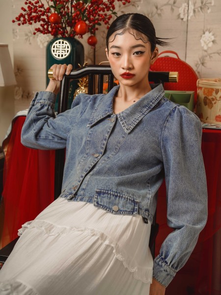 TT Puff Sleeves Denim Jacket