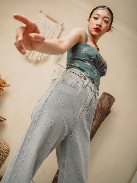 TT Alfonso Wide Leg Denim Pants