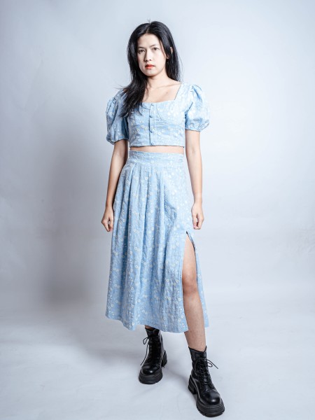 HT 2 Pieces Set Embroidery Top And Skirt