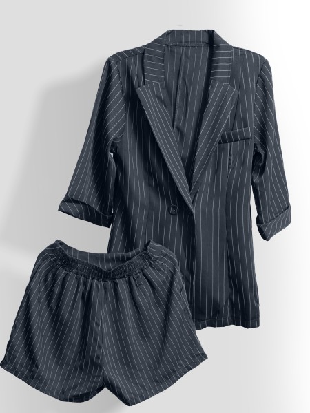 2Pcs Set Blazer And Pants Stripe RO4