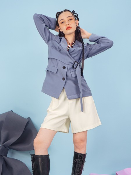 PT Multi Pocket Blazer With Ribbon Belt