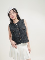 HT Tweed Gold Button Vest