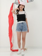 PT CORE 2pcs Set Knit Outer And Sheer Tee