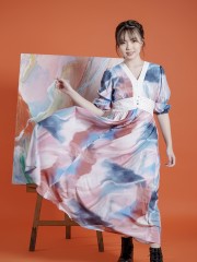 ER Abstract paint midi dress