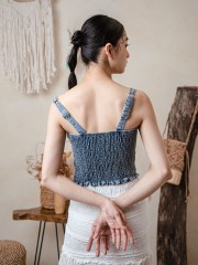 TW Washed Denim Corset Top