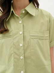 Pleats pocket shirt sleeve shirt