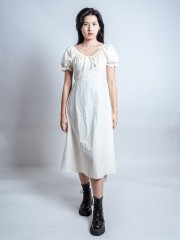 HT24 Puff Sleeves Flowy Dress