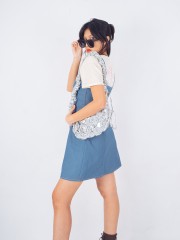 PT Golden Button Mini Denim Dress