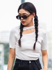 Cut Out Neckline Knitted Top