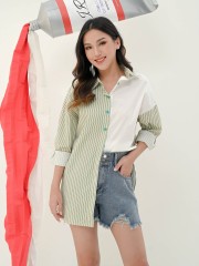 Sarah Oversize 2tones Stripe Shirt